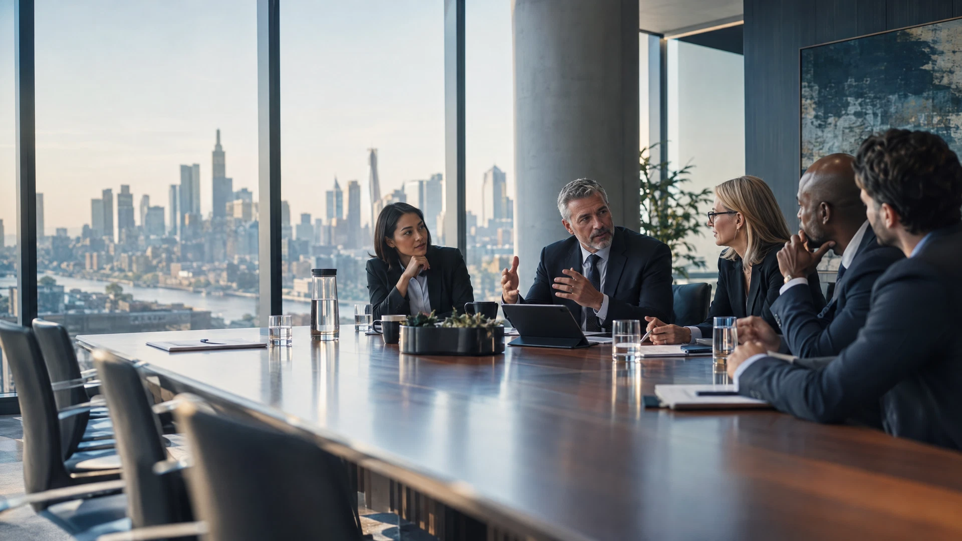 Equipe executiva em reunião de planejamento estratégico